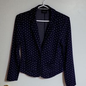 b.young women's blazer,blue with white polka dots,pre-owned US XS